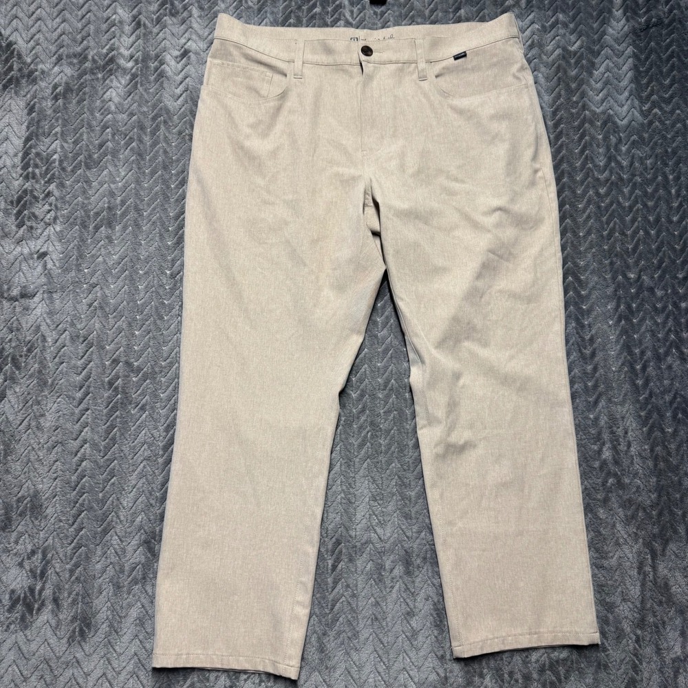 TravisMathew Performance Golf Pants 36 Tan Stretch‎ Heathered (2107)